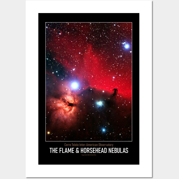 High Resolution Astronomy The Flame and Horsehead Nebulas Wall Art by tiokvadrat